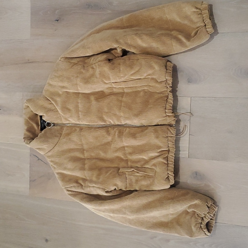 Love Tree Women's Medium light brown corduroy puffer jacket coat